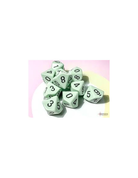 Set 10 Dados Opaque Green/Black  - Set 10 Dados Opaque Green/Black