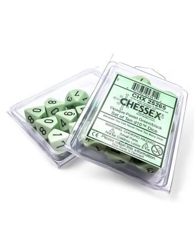 Set 10 Dados Opaque Green/Black  - Set 10 Dados Opaque Green/Black