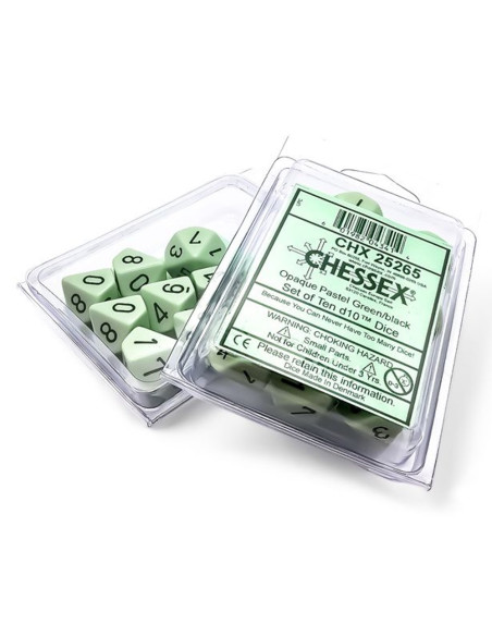 Set 10 Dados Opaque Green/Black  - Set 10 Dados Opaque Green/Black