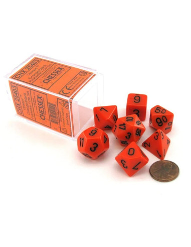 Set 7 Dados Orange/Black  - Set 7 Dados Orange/Black