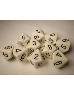 Set 10 Dados Opaque White/Black  - Set 10 Dados Opaque White/Black