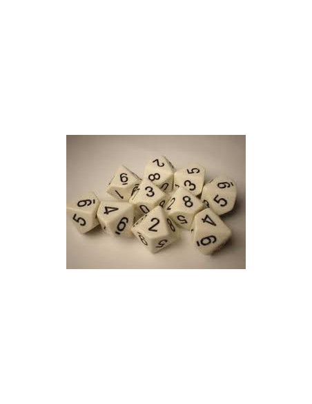 Set 10 Dados Opaque White/Black  - Set 10 Dados Opaque White/Black