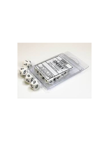 Set 10 Dados Opaque White/Black  - Set 10 Dados Opaque White/Black