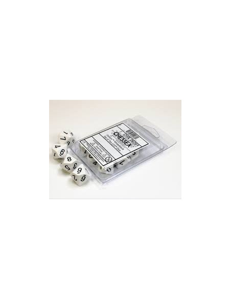 Set 10 Dados Opaque White/Black  - Set 10 Dados Opaque White/Black