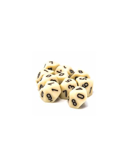 Set 10 Dados Opaque Ivory/Black  - Set 10 Dados Opaque Ivory/Black