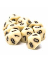 Set 10 Dados Opaque Ivory/Black  - Set 10 Dados Opaque Ivory/Black
