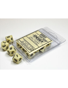 Set 10 Dice Opaque  Ivory/Black  - Set 10 Dice Opaque  Ivory/Black 2