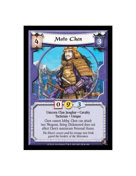 Moto Chen (Spanish)  - Unicorn Clan Junghar · Cavalry · Tactician · Unique. Chen cannot lobby. Chen can attach two Weapons. Bein