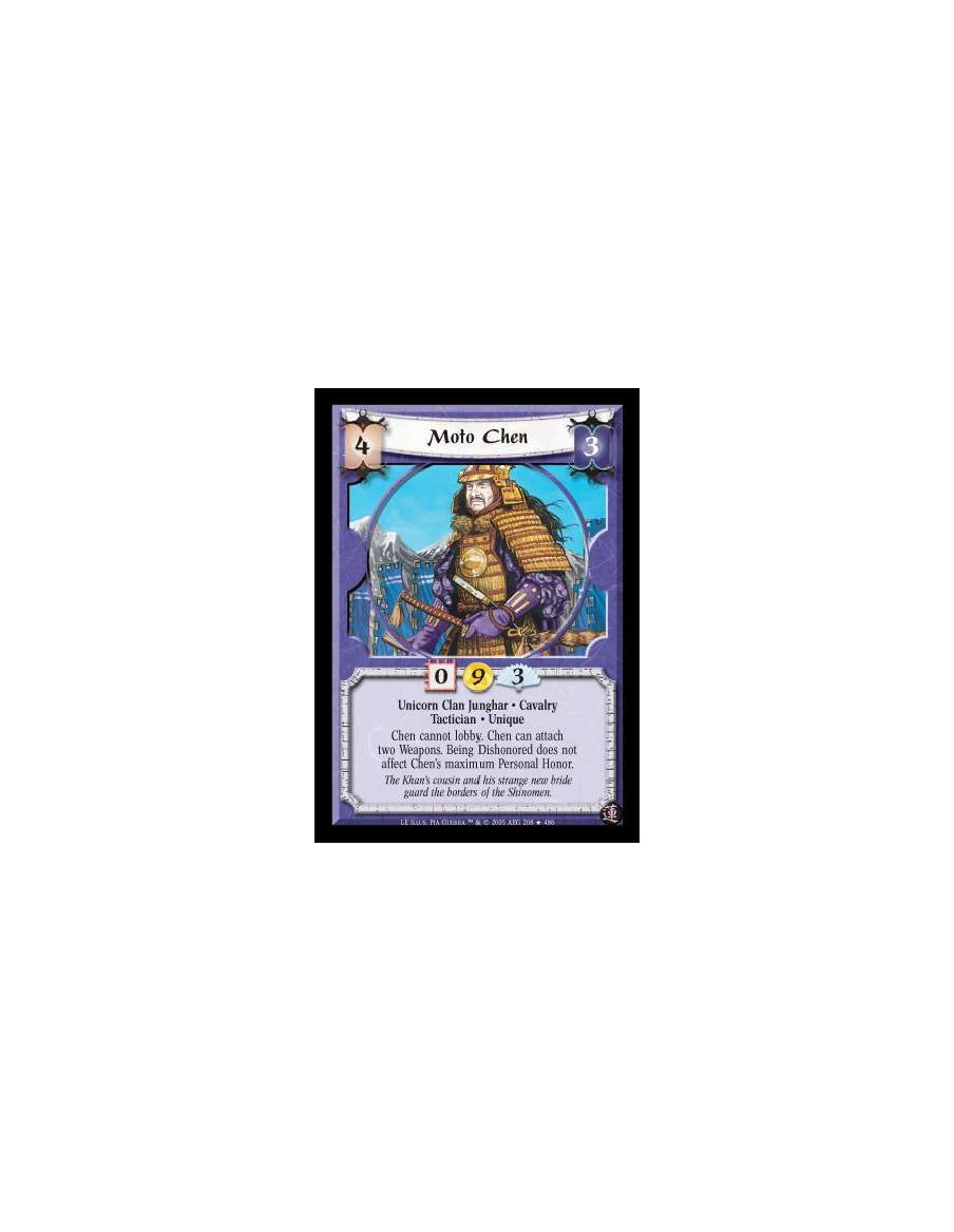Moto Chen (Español)  - Unicorn Clan Junghar · Cavalry · Tactician · Unique. Chen cannot lobby. Chen can attach two Weapons. Bein