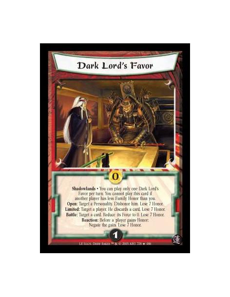Dark Lord's Favor (Español)  - Shadowlands · You can play only one Dark Lord's Favor per turn. You cannot play this card if anot