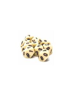 Set 10 Dados Opaque Ivory/Black Chessex  - Set 10 Dados Opaque Ivory/Black 2