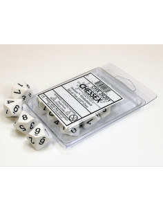 Set 10 Dados Opaque White/Black - Set 10 Dados Opaque White/Black