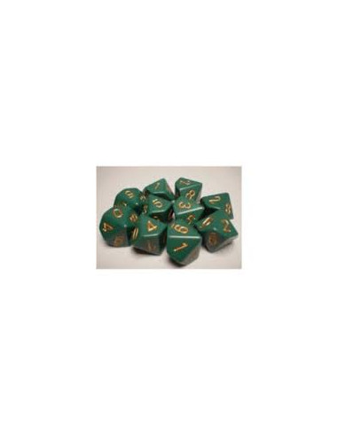 Set 10 Dados Opaque Green/Copper Chessex  - Set 10 Dados Opaque Green/Copper