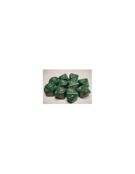 Set 10 Dados Opaque Green/Copper Chessex  - Set 10 Dados Opaque Green/Copper