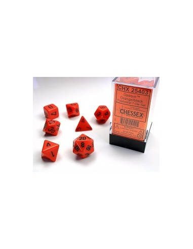 Set 7 Dados Orange/Black  - Set 7 Dados Orange/Black