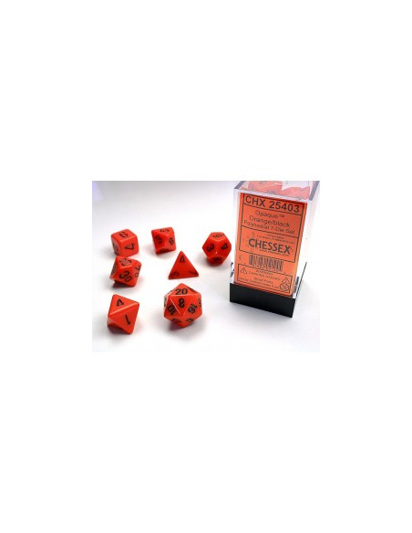 Set 7 Dados Orange/Black Chessex  - Set 7 Dados Orange/Black