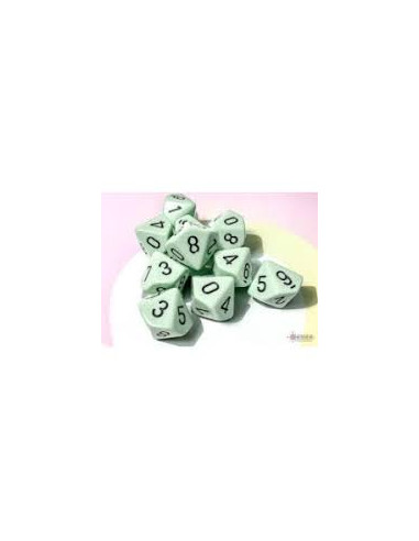 Set 10 Dados Opaque Green/Black Chessex  - Set 10 Dados Opaque Green/Black
