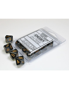 Set 10 Dados Opaque Black/Gold Chessex  - Set 10 Dados Opaque Black/Gold