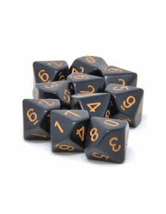Set 10 Dados Opaque Black/Gold  - Set 10 Dados Opaque Black/Gold 2