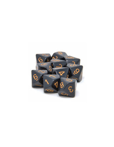 Set 10 Dice Opaque Black/Gold  - Set 10 Dice Opaque Black/Gold