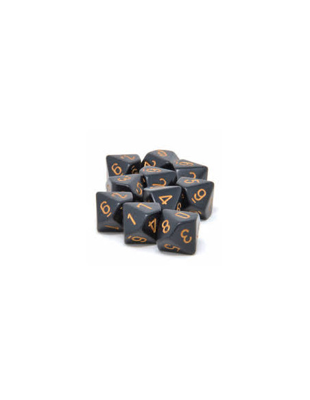 Set 10 Dice Opaque Black/Gold  - Set 10 Dice Opaque Black/Gold