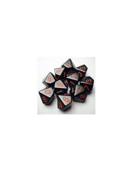 Set 10 Dados Opaque Black/Red Chessex  - Dados Opaque Black/Red
