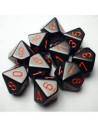 Set 10 Dice Opaque Black/Red  - Set 10 Dice Opaque Black/Red