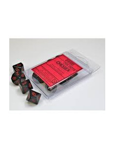 Set 10 Dice Opaque Black/Red  - Set 10 Dice Opaque Black/Red 2