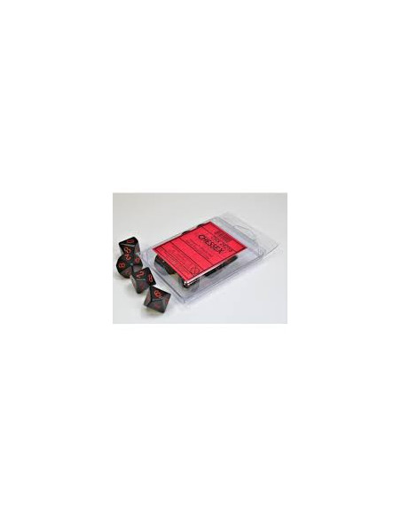 Set 10 Dados Opaque Black/Red Chessex  - Dados Opaque Black/Red