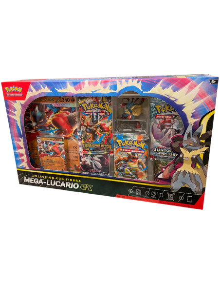 Mega-Lucario EX con figura (Español). Megaevoluciones  - Siente toda la fuerza y el poder de Mega Lucario con esta edición de co