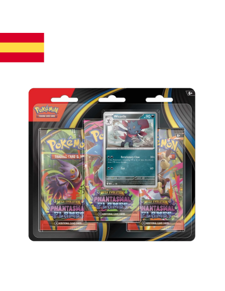 Blister 3 Booster Pack Weavile (Spanish). Phantasmal Flames