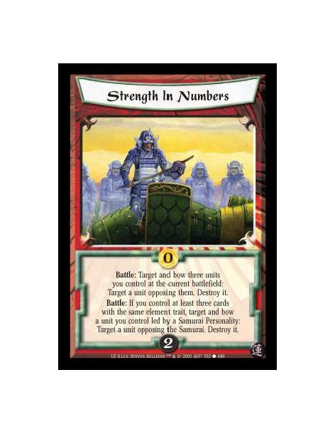 Strength In Numbers  - Battle: Target and bow three units you control at the current battlefield: Target a unit opposing them. D