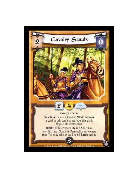 Cavalry Scouts  - Cavalry · Scout. Reaction: Before a Ranged Attack destroys a card in this card's army, bow this card: Negate t