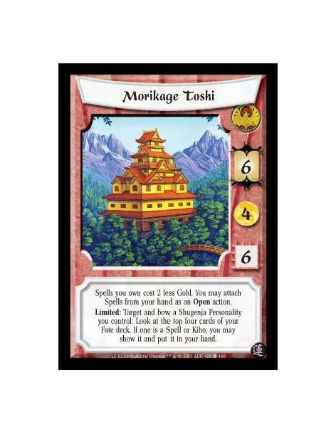 Morikage Toshi (Spanish)  - Spells you own cost 2 less Gold. You may attach Spells from your hand as an Open action. Limited: Ta
