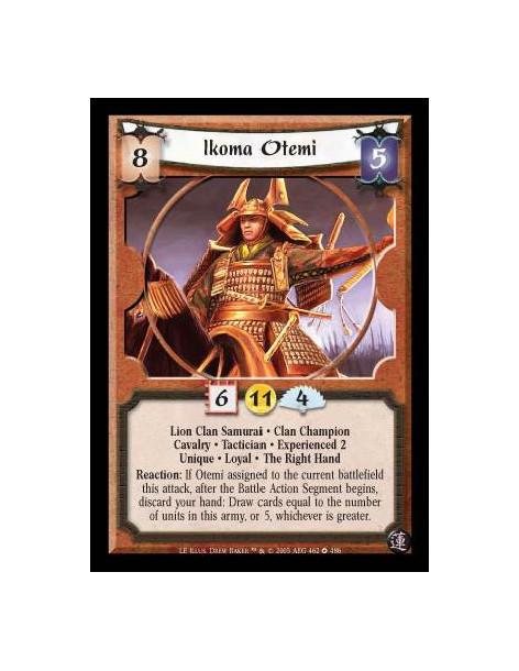 Ikoma Otemi Exp2 (Spanish)  - Lion Clan Samurai · Clan Champion · Cavalry · Tactician · Experienced 2 · Unique · Loyal · The Rig