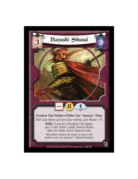 Bayushi Shusui  - Scorpion Clan Student of Bitter Lies · Samurai · Ninja. After each Action card you play resolves, give Shusui