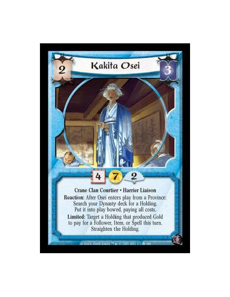 Kakita Osei FOIL (Spanish)  - Crane Clan Courtier · Harrier Liaison. Reaction: After Osei enters play from a Province: Search yo