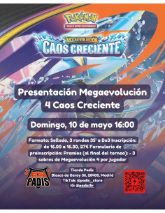 Pokémon TCG Presentación Megaevolución 4 Caos Creciente : Domingo, 10 de mayo 16:00