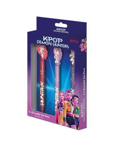 Pack 3 Boligrafos Con Tinta Borrable K-Pop Demon Hunters