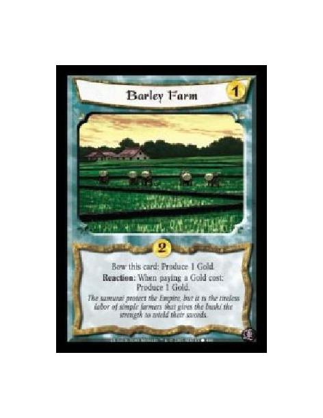 Barley Farm FOIL (Idioma Español)  - Bow this card: Produce 1 Gold. Reaction: When paying a Gold cost: Produce 1 Gold.