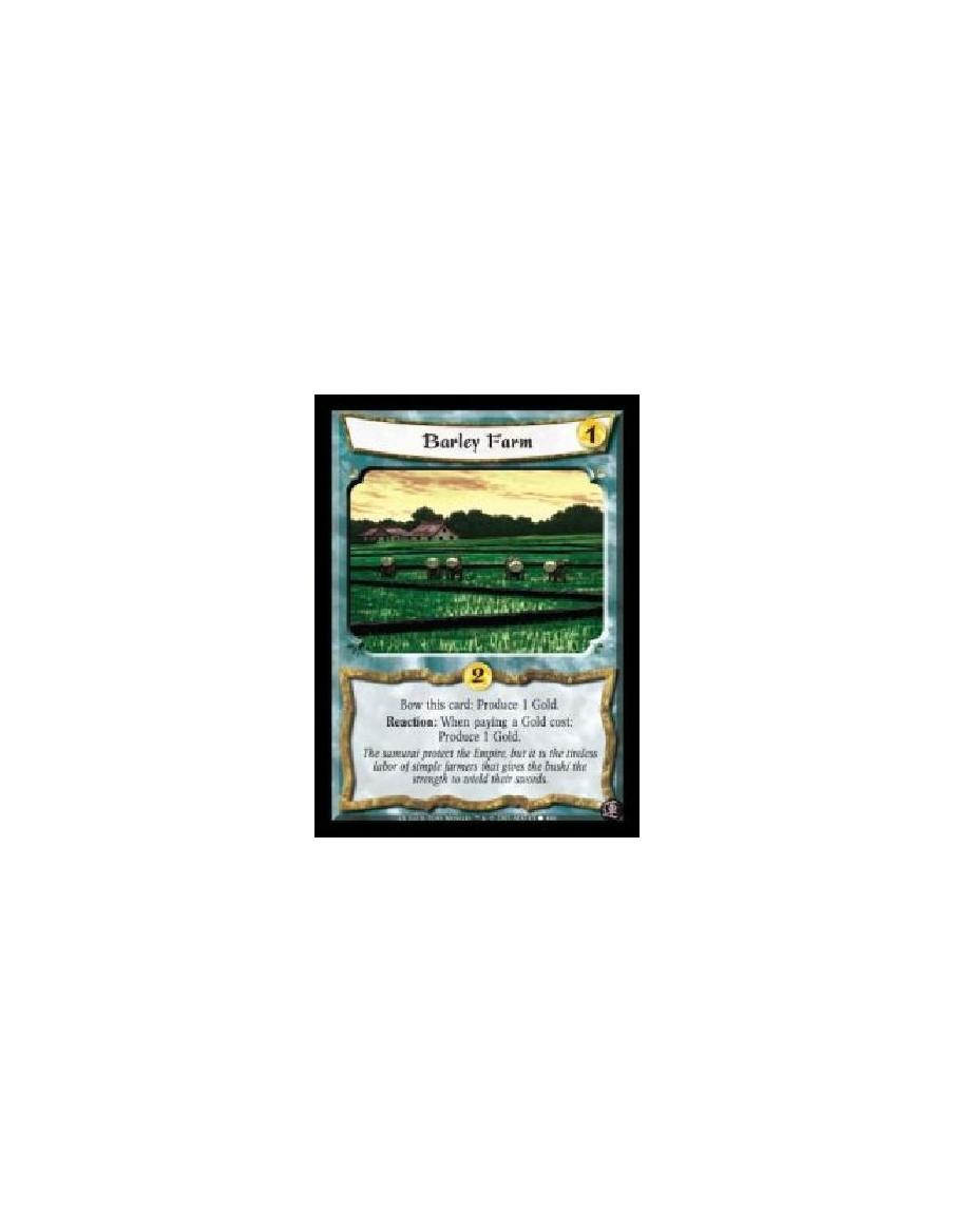 Barley Farm FOIL (Idioma Español)  - Bow this card: Produce 1 Gold. Reaction: When paying a Gold cost: Produce 1 Gold.