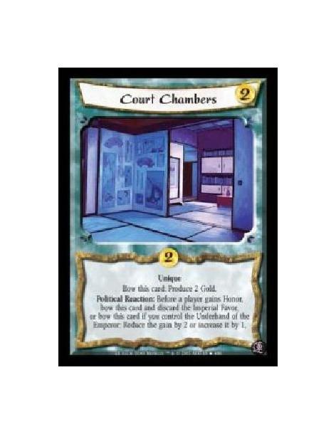 Court Chambers FOIL  - Unique. Bow this card: Produce 2 Gold. Political Reaction: Before a player gains Honor, bow this card and