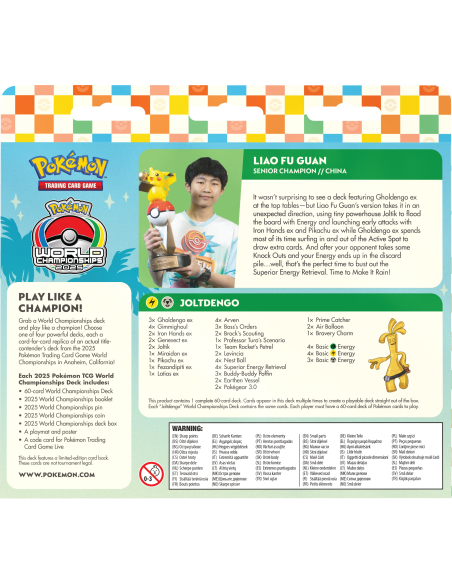 Pokemon - 2025 World Championships Deck Gholdengo Liao Fu Guan