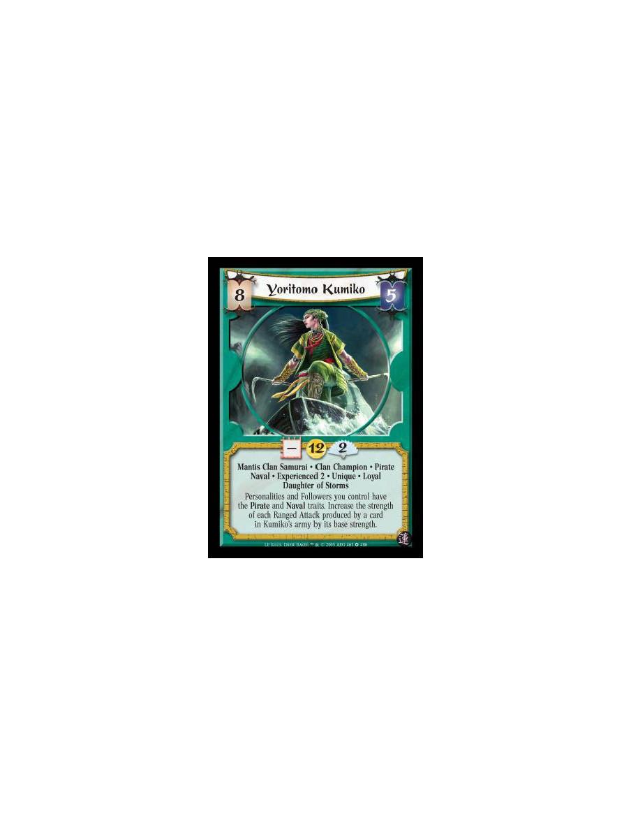 Yoritomo Kumiko Exp2 Full Bleed (Idioma Español)  - Mantis Clan Samurai · Clan Champion · Pirate · Naval · Experienced 2 · Uniqu