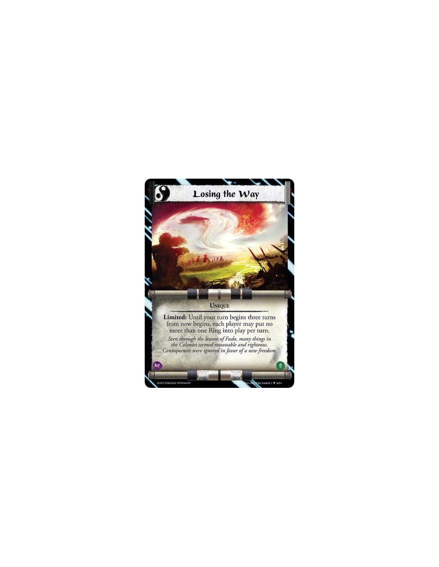 Losing the Way  - UniqueLimited: Until your turn begins three turns from now begins, each player may put no more than one Ring i