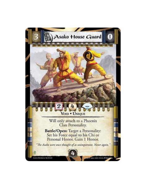 Asako House Guard  - Void • UniqueWill only attach to a Phoenix Clan Personality. Battle/Open: Target a Personality: Set his For