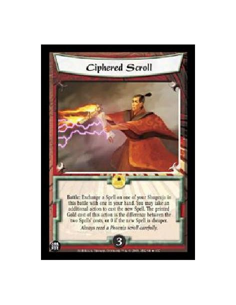 Ciphered Scroll  - Battle: Exchange a Spell on one of your Shugenja in this battle with one in your hand. You may take an additi