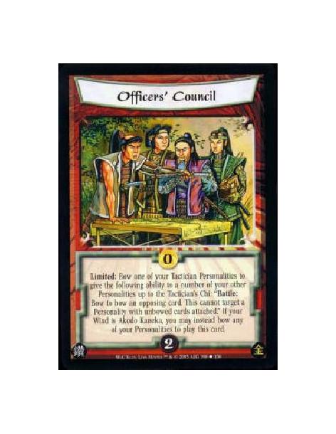 Officers' Council  - Limited: Bow one of your Tactician Personalities to give the following ability to a number of your other Pe