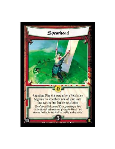 Spearhead  - Reaction: Play after a Resolution Segment to straighten one of your units that was in that battle's resolution.