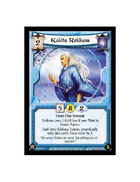 Kakita Rekkusu  - Crane Clan Samurai Rekkusu costs 1 Gold less if your Wind is Hantei Naseru. Each time Rekkusu focuses, immedia